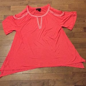 NWOT Rhinestone Embellished Cold Shoulder Top
